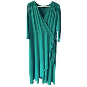 Lane Bryant Wrap Style Dress Teal Aqua Maxi Size 18/20